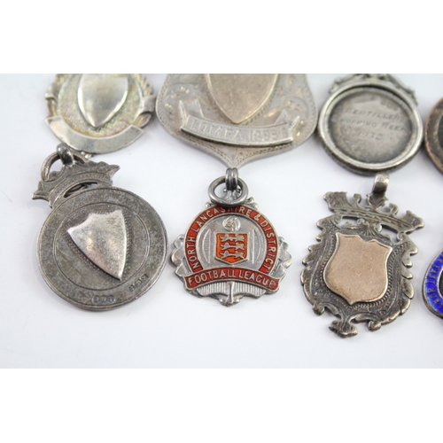 345 - 8 x Antique / Vintage Hallmarked .925 Sterling Silver Fobs / Medallions (73g)