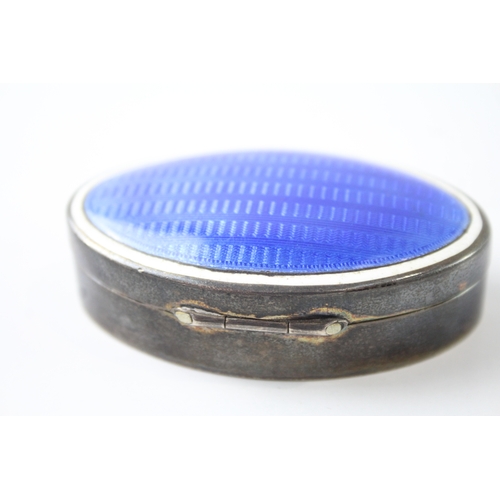 364 - Antique 1920 Birmingham Sterling Silver Enamel Detailed Snuff Box (45g)