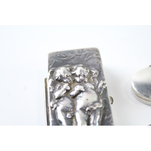 365 - 5 x Antique / Vintage .925 Sterling Silver Pill / Trinket Boxes Inc Cherubs 71g