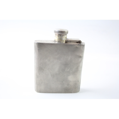 367 - Vintage Hallmarked 1944 Birmingham Sterling Silver Gents Hip Flask (108g)