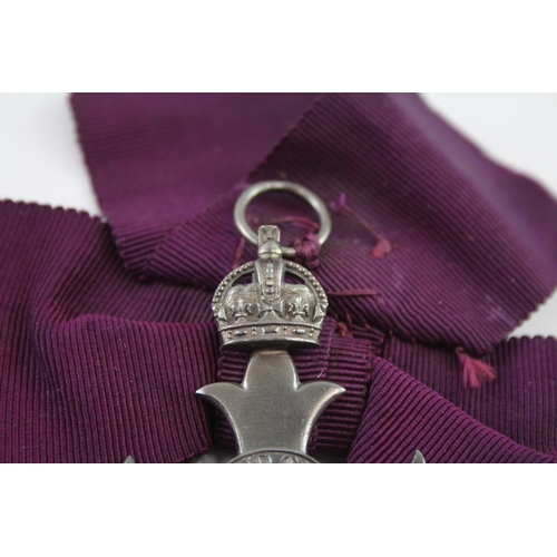 383 - Hallmarked Silver MBE Medal On Ladies Bow - Civil Award