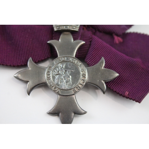 383 - Hallmarked Silver MBE Medal On Ladies Bow - Civil Award