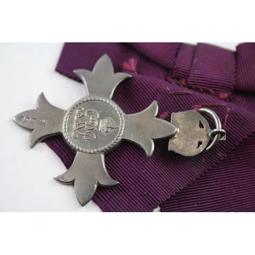 383 - Hallmarked Silver MBE Medal On Ladies Bow - Civil Award