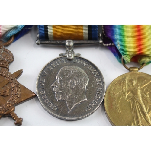 387 - WW1 Mounted 1914-15 Star Medal Trio, Star Pte HB Brunger RAMC, Pair HV Brunger