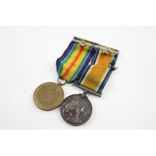 391 - Mounted WW1 Medal Pair 45685 Pte W. Hales S. Wales Borderers