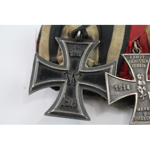 394 - WW1 German Imperial Mounted Medals Inc Iron Cross, Hindenburg Cross, Etc