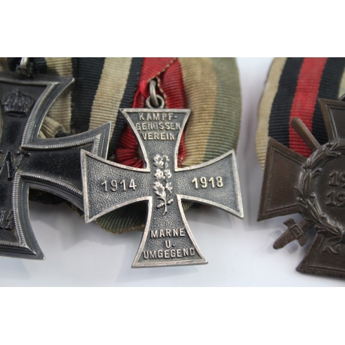 394 - WW1 German Imperial Mounted Medals Inc Iron Cross, Hindenburg Cross, Etc