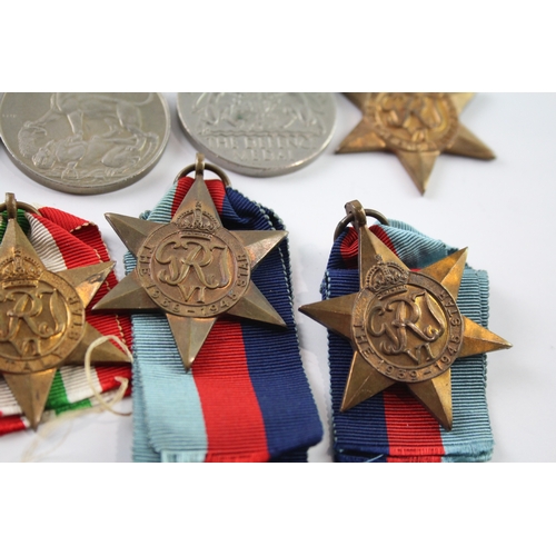 399 - WW2 Medals Inc Atlantic. Africa, Italy, France & Germany Stars, Etc x 10