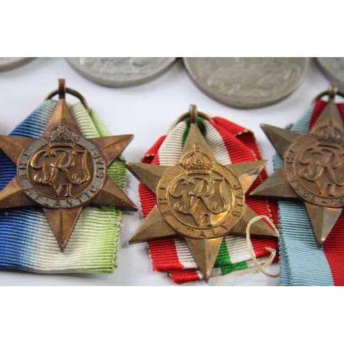 399 - WW2 Medals Inc Atlantic. Africa, Italy, France & Germany Stars, Etc x 10