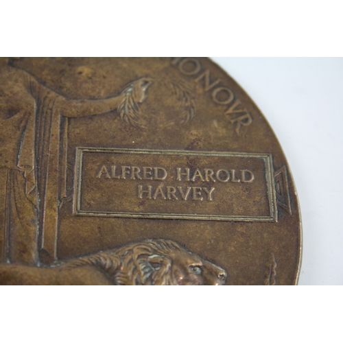 406 - WW1 Death Plaque Alfred Harold Harvey