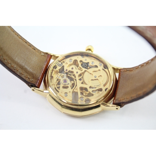 457 - Rotary Gold Tone Skeleton Dress Watch Hand Wind Working