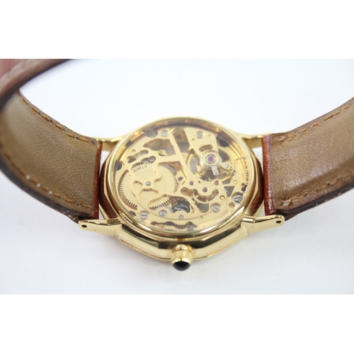 457 - Rotary Gold Tone Skeleton Dress Watch Hand Wind Working