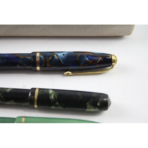 495 - 3 x Vintage Conway Stewart Dinkie Fountain Pens w/ 14ct Gold Nibs WRITING