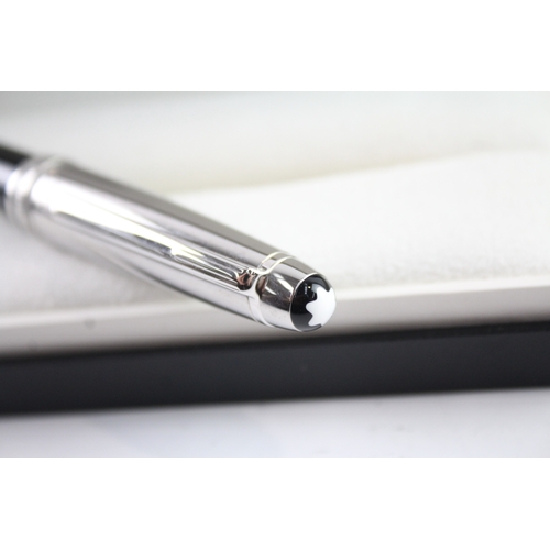 500 - Montblanc Meisterstuck Black Fountain Pen w/ 18ct White Gold Nib WRITING Boxed