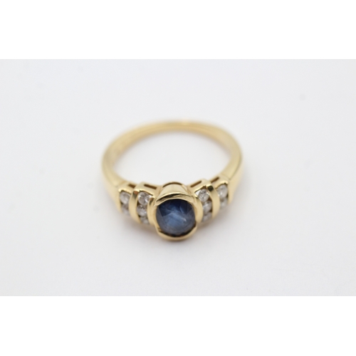 108 - 18ct gold sapphire & diamond dress ring (3.8g) Size K