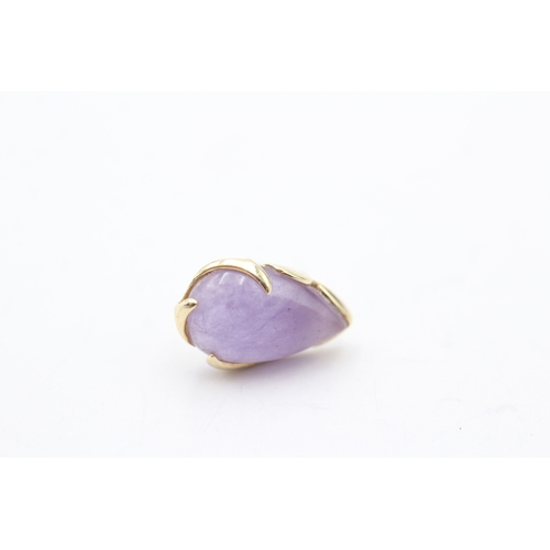 112 - 14ct gold cabochon cut lavender jade earrings (3.5g)