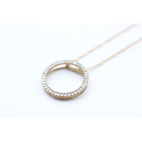 116 - 9ct gold diamond pendant necklace (2.6g)