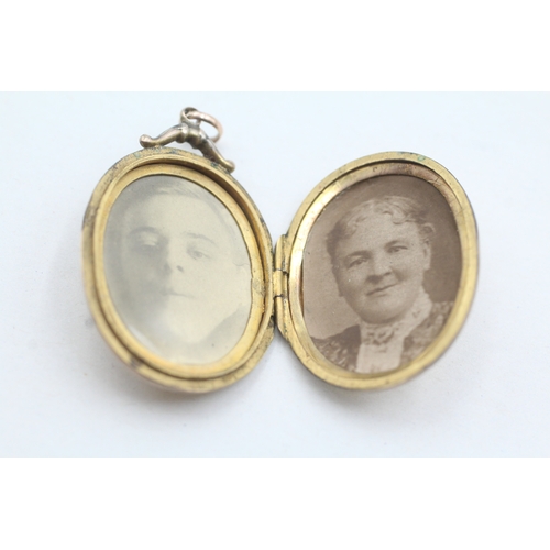 131 - 9ct gold back & front floral embossed locket (5.1g)