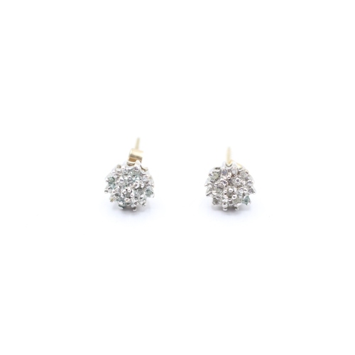 133 - 9ct gold diamond cluster stud earrings (1.6g)