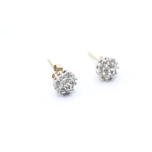 133 - 9ct gold diamond cluster stud earrings (1.6g)