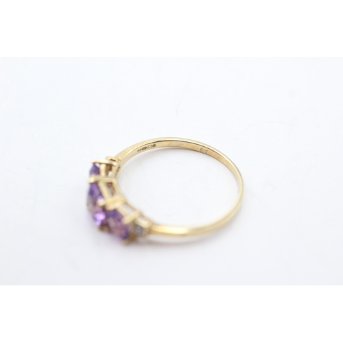 17 - 9ct gold amethyst & diamond dress ring (1.5g) Size P