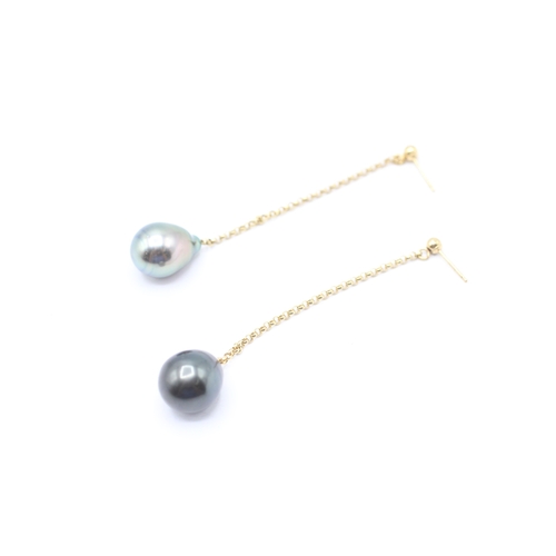 182 - 9ct gold cultured pearl drop earrings (4.3g)