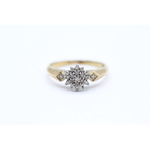 184 - 9ct gold vintage diamond cluster ring (2.5g) Size O