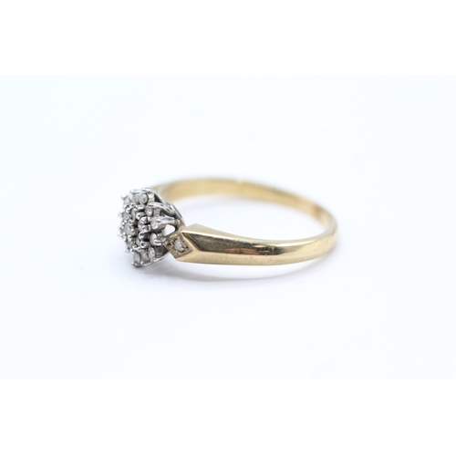 184 - 9ct gold vintage diamond cluster ring (2.5g) Size O