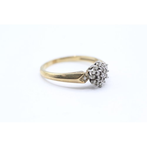 184 - 9ct gold vintage diamond cluster ring (2.5g) Size O