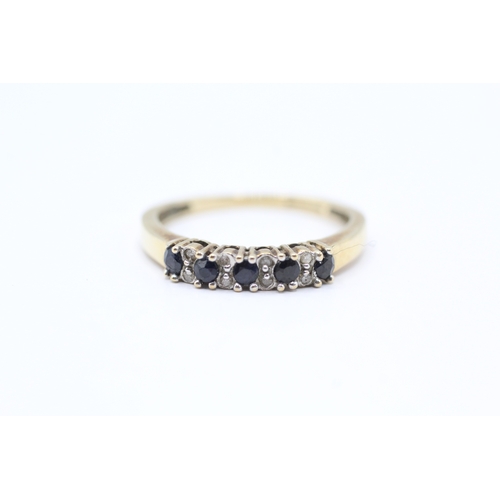 188 - 9ct gold sapphire & diamond half eternity ring (1.7g) Size Q