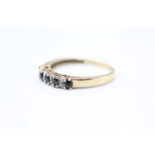 188 - 9ct gold sapphire & diamond half eternity ring (1.7g) Size Q