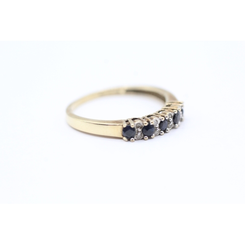 188 - 9ct gold sapphire & diamond half eternity ring (1.7g) Size Q