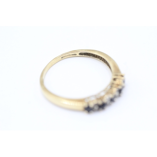 188 - 9ct gold sapphire & diamond half eternity ring (1.7g) Size Q