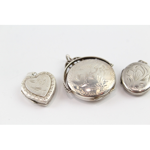 201 - Collection of Sterling Silver Locket Pendants inc. Etched, Heart x 5 21g