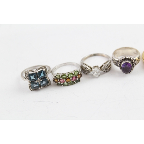 202 - Collection of Sterling Silver Rings inc. TGGC, Opal x 6 33g