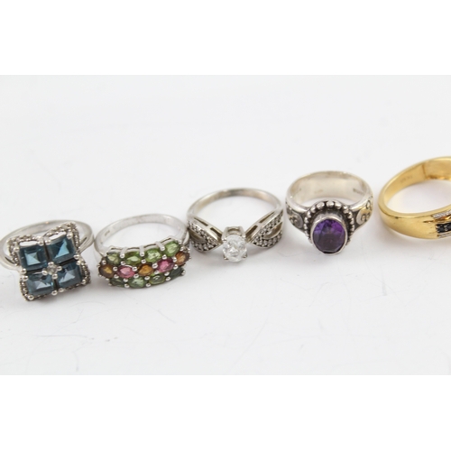 202 - Collection of Sterling Silver Rings inc. TGGC, Opal x 6 33g