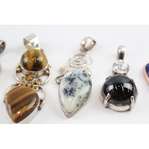 219 - Collection of Sterling Silver Pendants inc. Lapis, Dentritic Agate x 5 51g