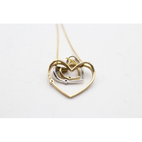 22 - 9ct gold diamond heart pendant necklace (2.2g)