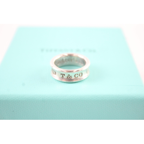 221 - Tiffany & Co Sterling Silver Concave 1837 Band Ring w/ Box 7g