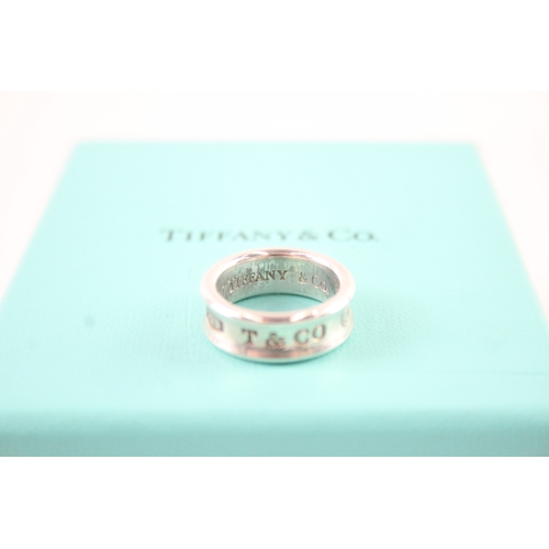 221 - Tiffany & Co Sterling Silver Concave 1837 Band Ring w/ Box 7g