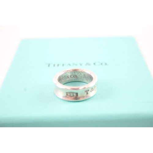 221 - Tiffany & Co Sterling Silver Concave 1837 Band Ring w/ Box 7g