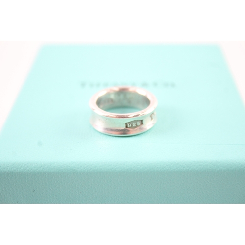 221 - Tiffany & Co Sterling Silver Concave 1837 Band Ring w/ Box 7g