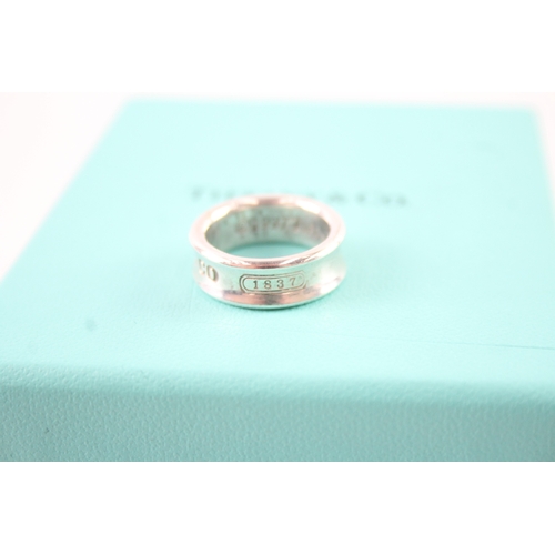 221 - Tiffany & Co Sterling Silver Concave 1837 Band Ring w/ Box 7g