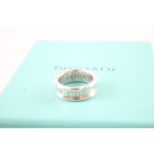 221 - Tiffany & Co Sterling Silver Concave 1837 Band Ring w/ Box 7g