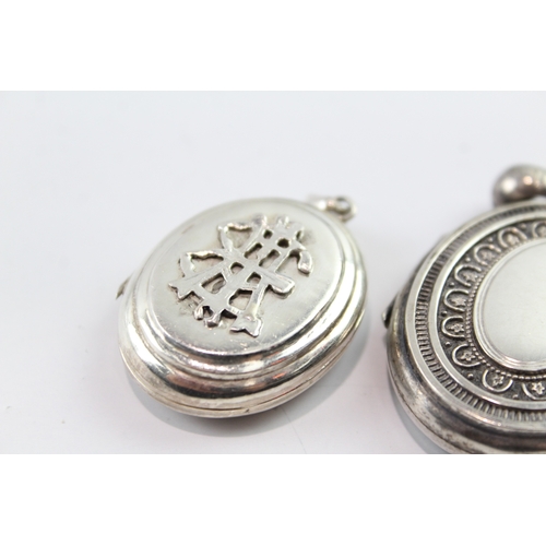 238 - Collection of Sterling Silver Victorian Lockets inc. Mongram x 2 26g