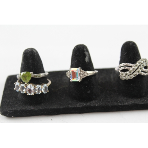 239 - Collection of Sterling Silver TGGC Rings inc. Topaz, Peridot, Quartz x 8 26g