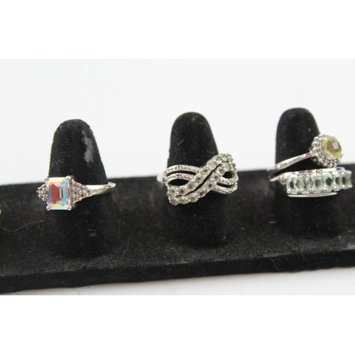 239 - Collection of Sterling Silver TGGC Rings inc. Topaz, Peridot, Quartz x 8 26g