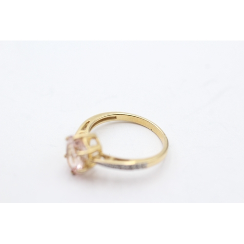 28 - 9ct gold morganite & diamond dress ring (2.5g) Size N 1/2