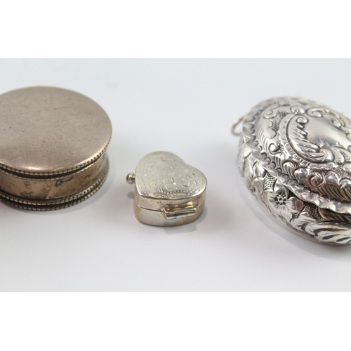 315 - 4 x Antique / Vintage .925 Sterling Silver Pill / Trinket Boxes (101g)