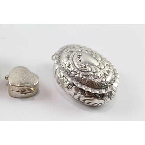 315 - 4 x Antique / Vintage .925 Sterling Silver Pill / Trinket Boxes (101g)